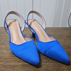 Elegant Blue Women's Slingback Heels